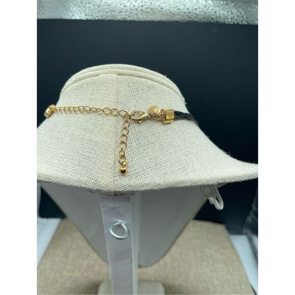 Vintage Lia Sophia Taos Goldtone Mother of Pearl Pendant Choker Necklace - Picture 2 of 8